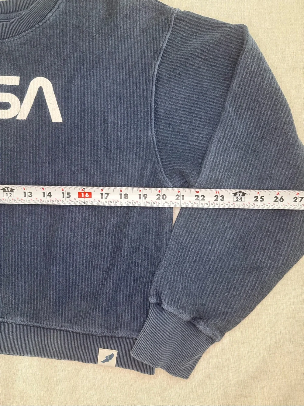 NASA Blue Cropped Crewneck Sweatshirt Size L EUC